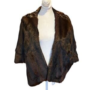 Vintage Fur Mink Cape brown one size Beautiful Condition warm timeless